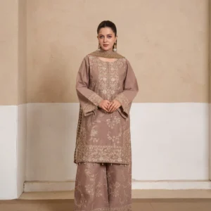 Cotton Lawn Fabric Suit with Fully Embroidered Shirt, Trouser & Net Dupatta ( 3 PCS)